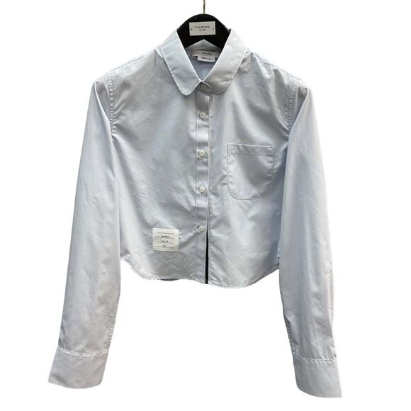 Thom Browne Light Blue Short Round Neck Shirt - Picture 1 of 8